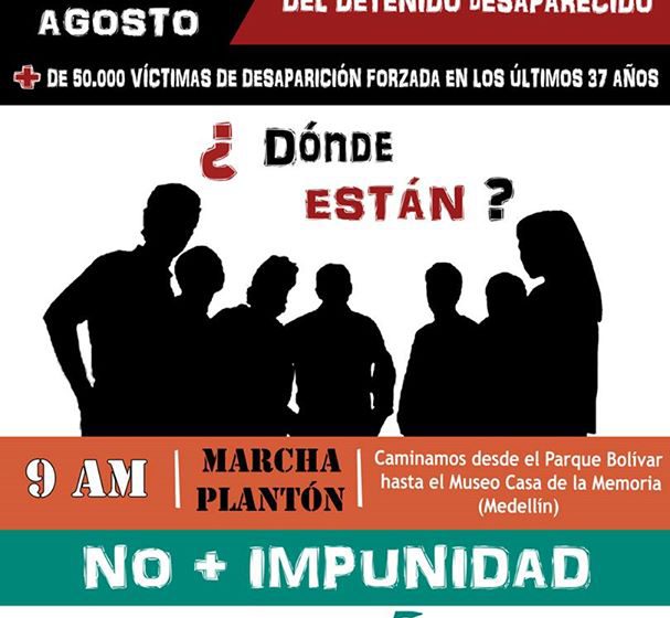 Invitación a jornada de movilización por el Día Internacional del Detenido Desaparecido en Medellín