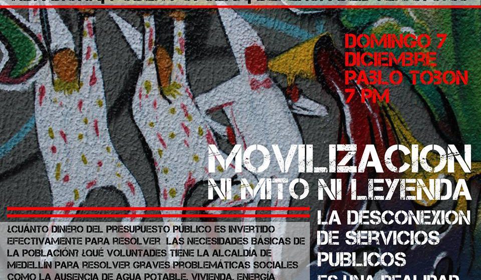 El próximo domingo 7 de diciembre, Marcha de los Desconectados de los servicios públicos domiciliarios en Medellín