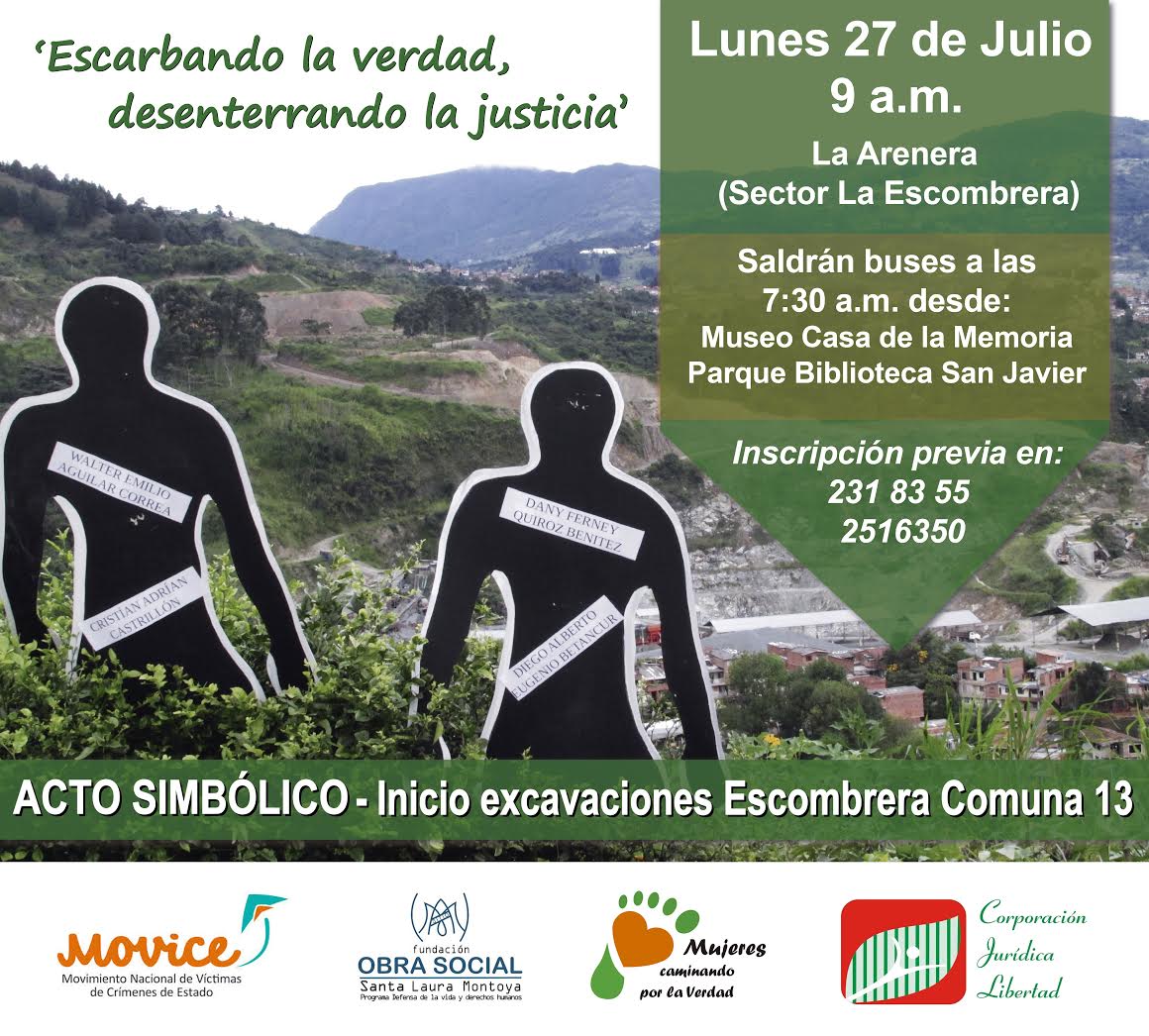 Próximo lunes 27 de julio, acto simbólico por inicio de excavaciones en la Escombrera de la Comuna 13