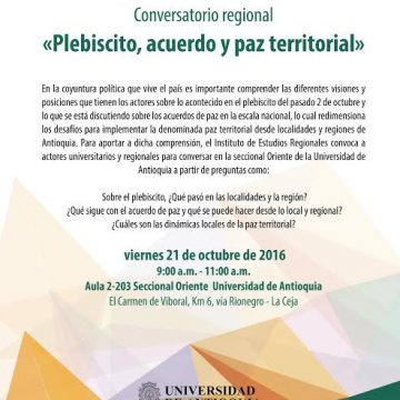 Conversatorio regional: «Plebiscito, acuerdo y paz territorial».